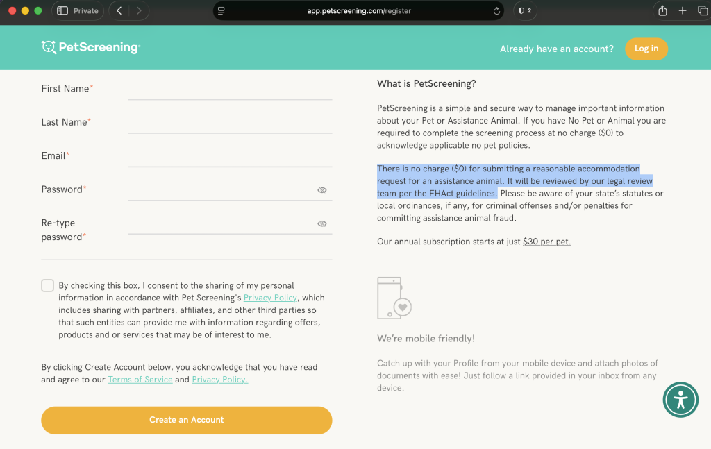 No Federally Registered Disabled American Citizen who is entitled to have a service animal as it relates to their specific disability, ever needs to “request” permission” from anyone to have a service animal.  That is a Federally protected right.  One only needs to notify said respective landlord of such an animal, if said service animal resides in the tenant’s dwelling.  